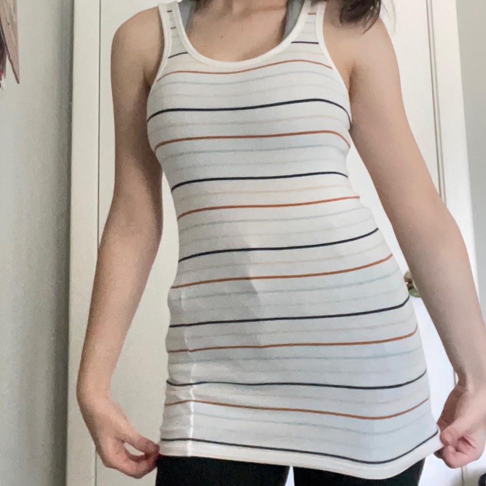 White Striped Tank Top